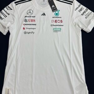 Adidas White Mercedes AMG Petronas Formula One Driver Jersey Size Large JX5798